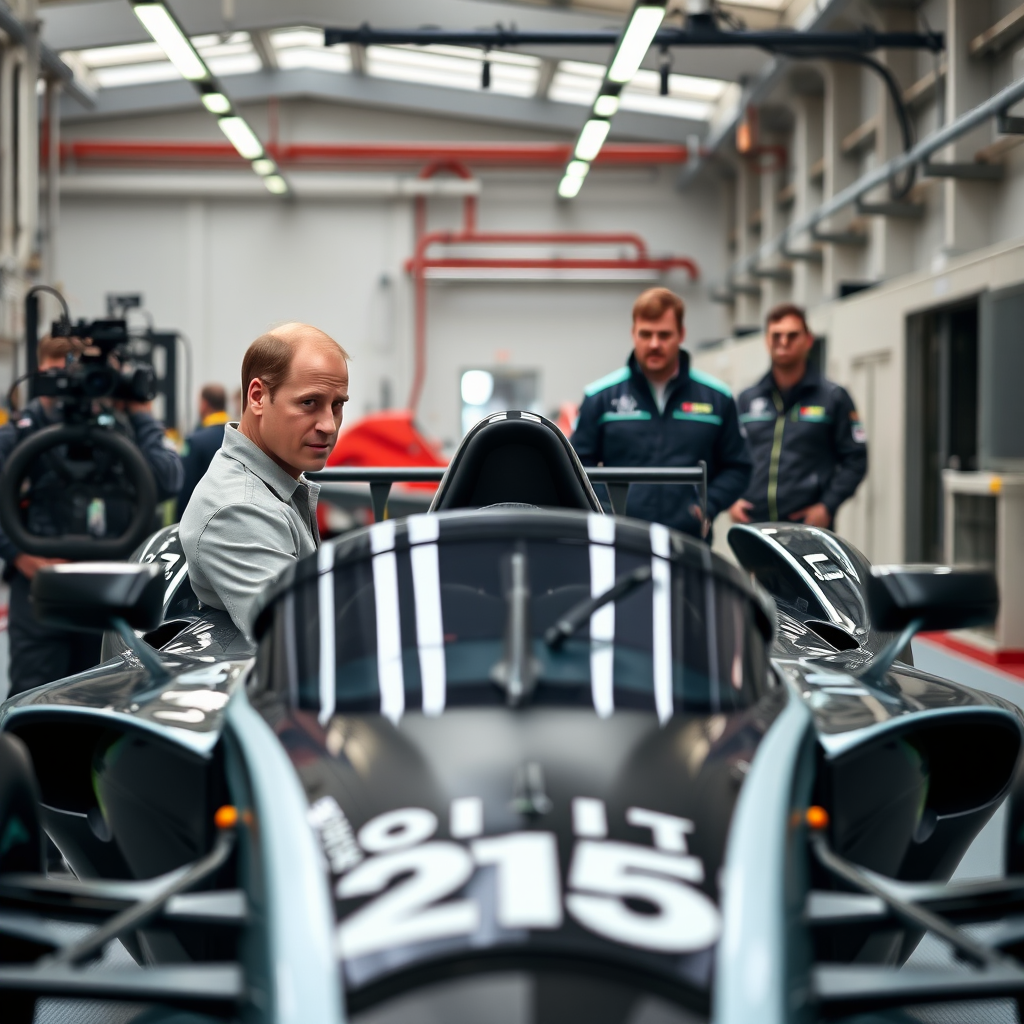 Prince William tours Jaguar Racing base and jokes about AI drivers